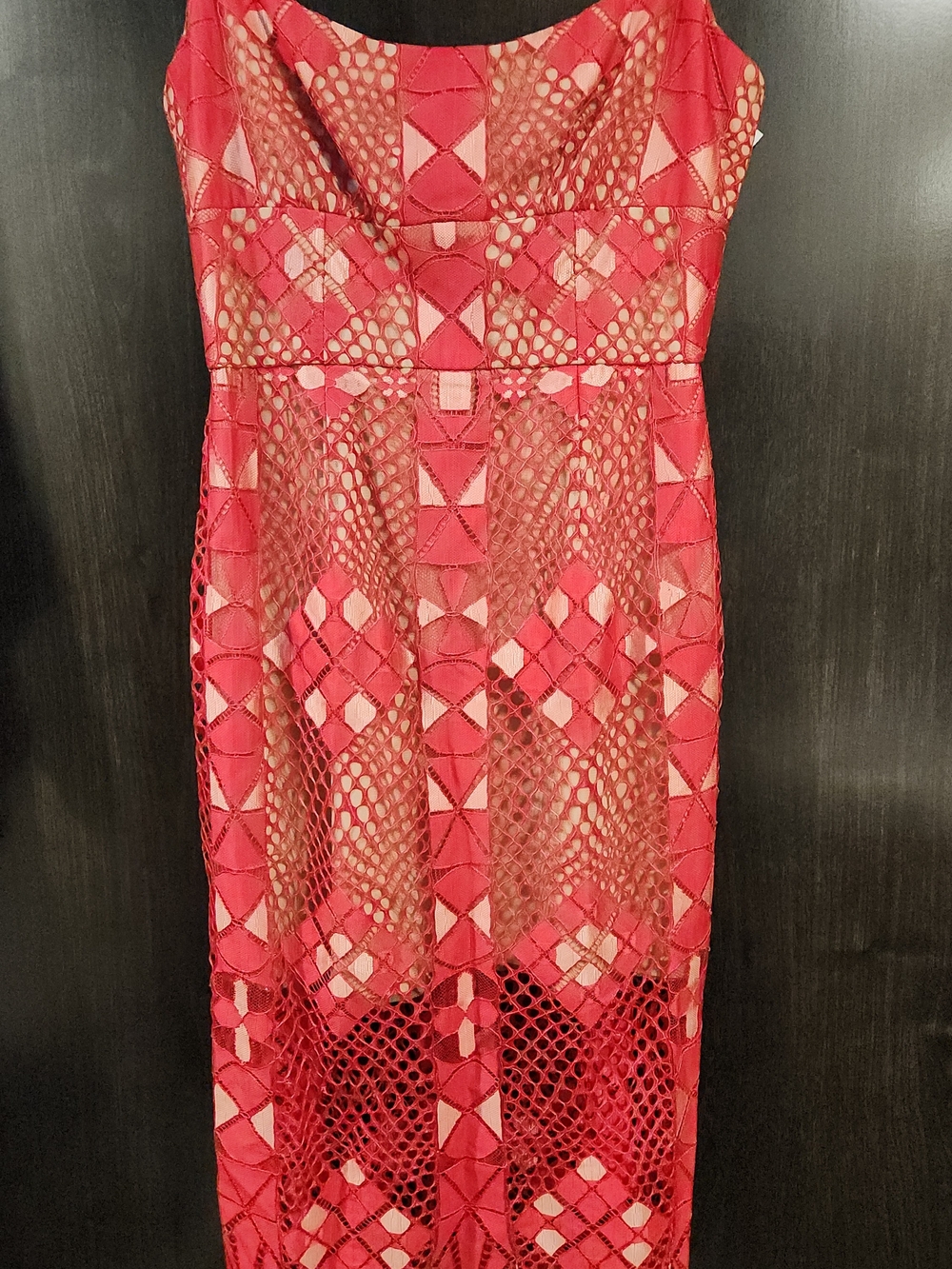 BCBGMaxAzria Red Crochet Midi Dress
